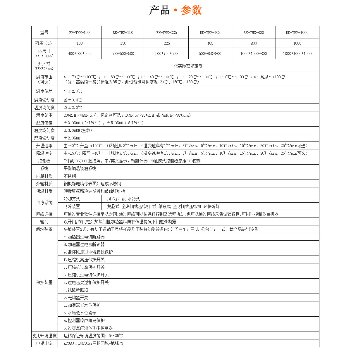 快速溫變試驗(yàn)箱參數(shù)